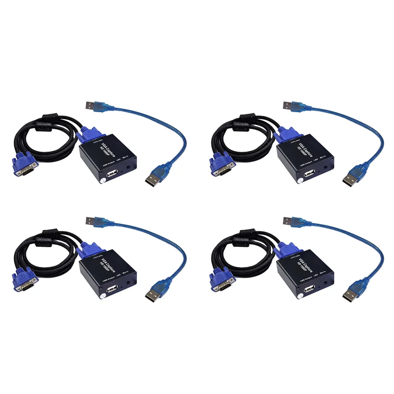AA60-4X VGA-USB 어댑터 변환기(오디오 및 비디오 캡처 카드 포함) 1080P 드라이브 프리 고화질 사진 품질
