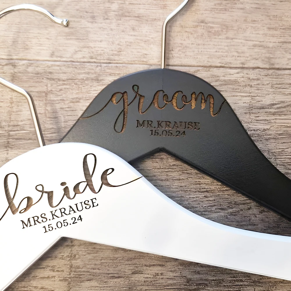 

SET of 2 Personalized Wedding Hanger - Groom and Bride Hanger, Personalized Wedding Gift, Custom Wedding Hangers