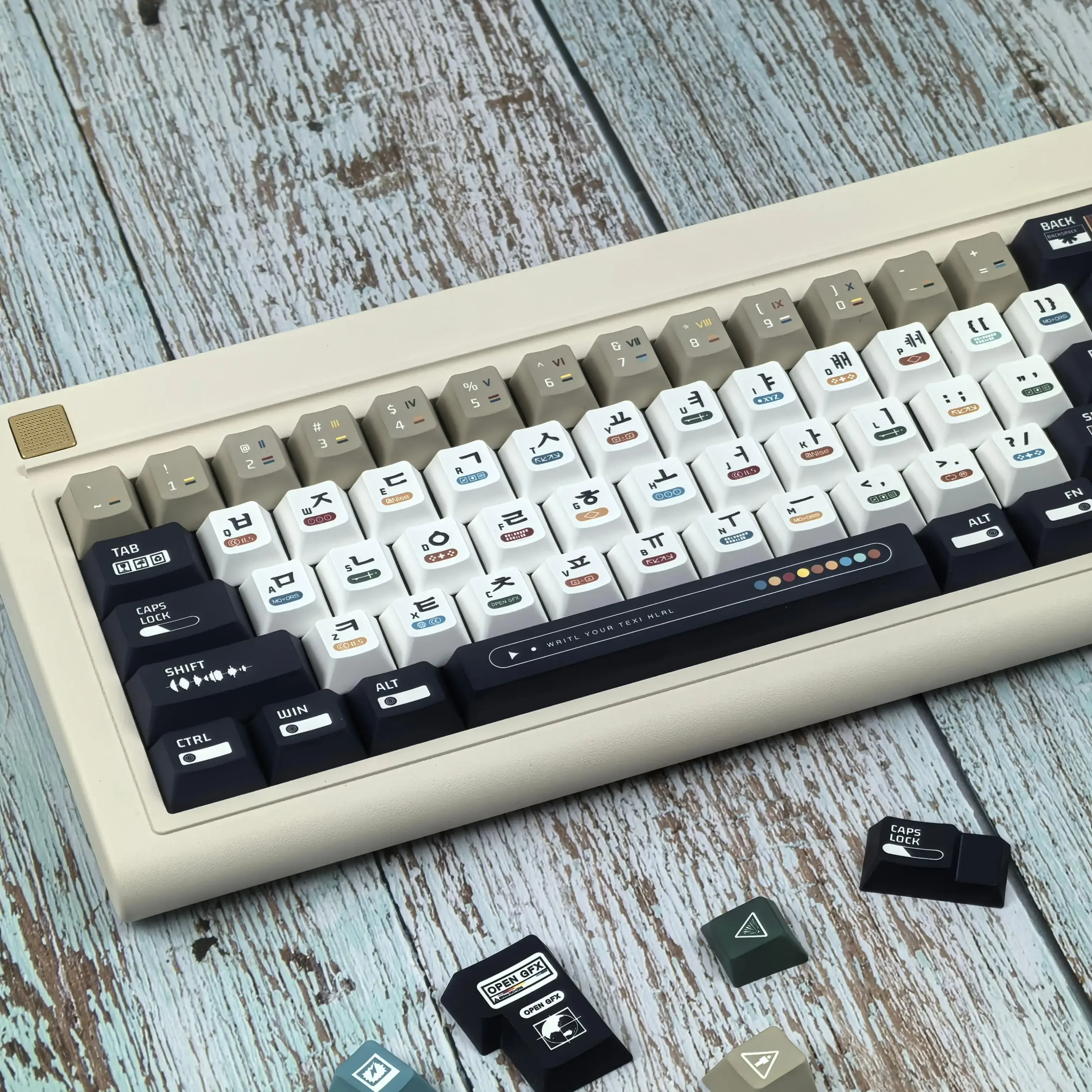 Imagem -03 - Keycap Coreano Maximalismo Tema Cereja Perfil Personalizado Keycaps para Teclado Mecânico Retro Preto Branco Hangulpbt Onder