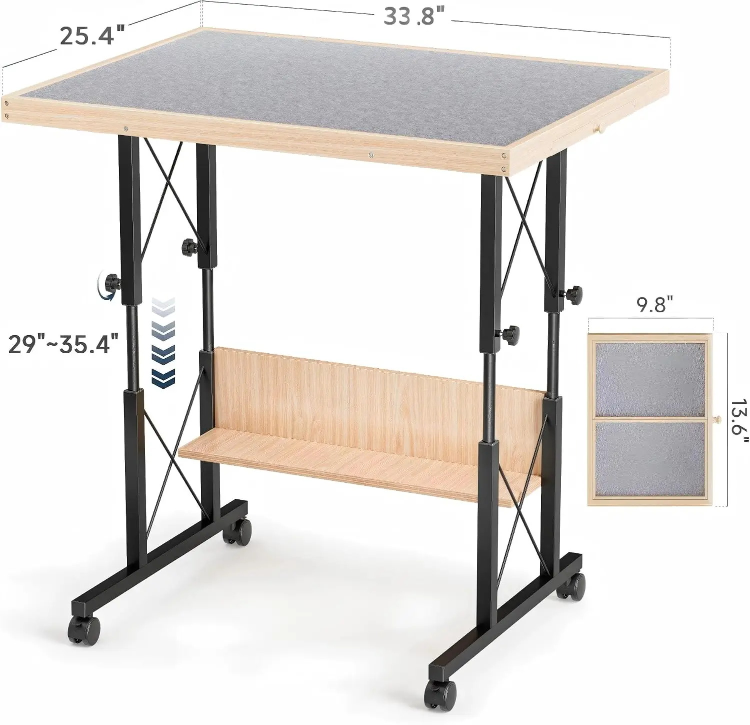 1500 Piece Jigsaw Puzzle Table with Legs for Adult, 5-Tilting-Angle & Height Adjustable Table with 4 Drawers and Cover, Wooden P