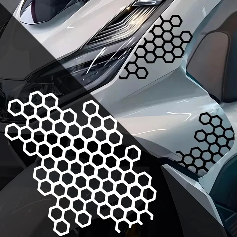 1/2/3/4Pcs Honeycomb Open Style Car Stickers Electric Motorcycle Cool Modified Tail Lights Stickers Grid Shaped Car Stickers