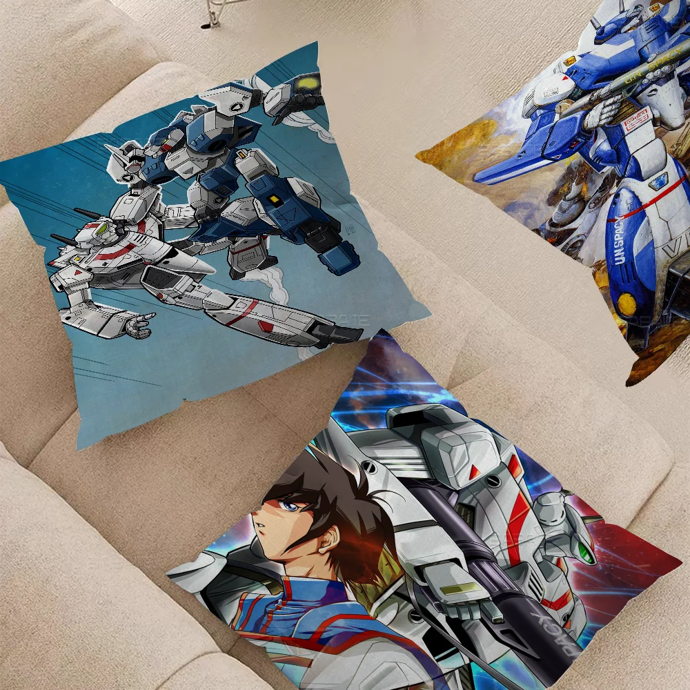 Anime R-Robotech Pillow Covers Cartoon Sofa Decorative Home Double-sided Printing Short Plush Cute Cushion Cover