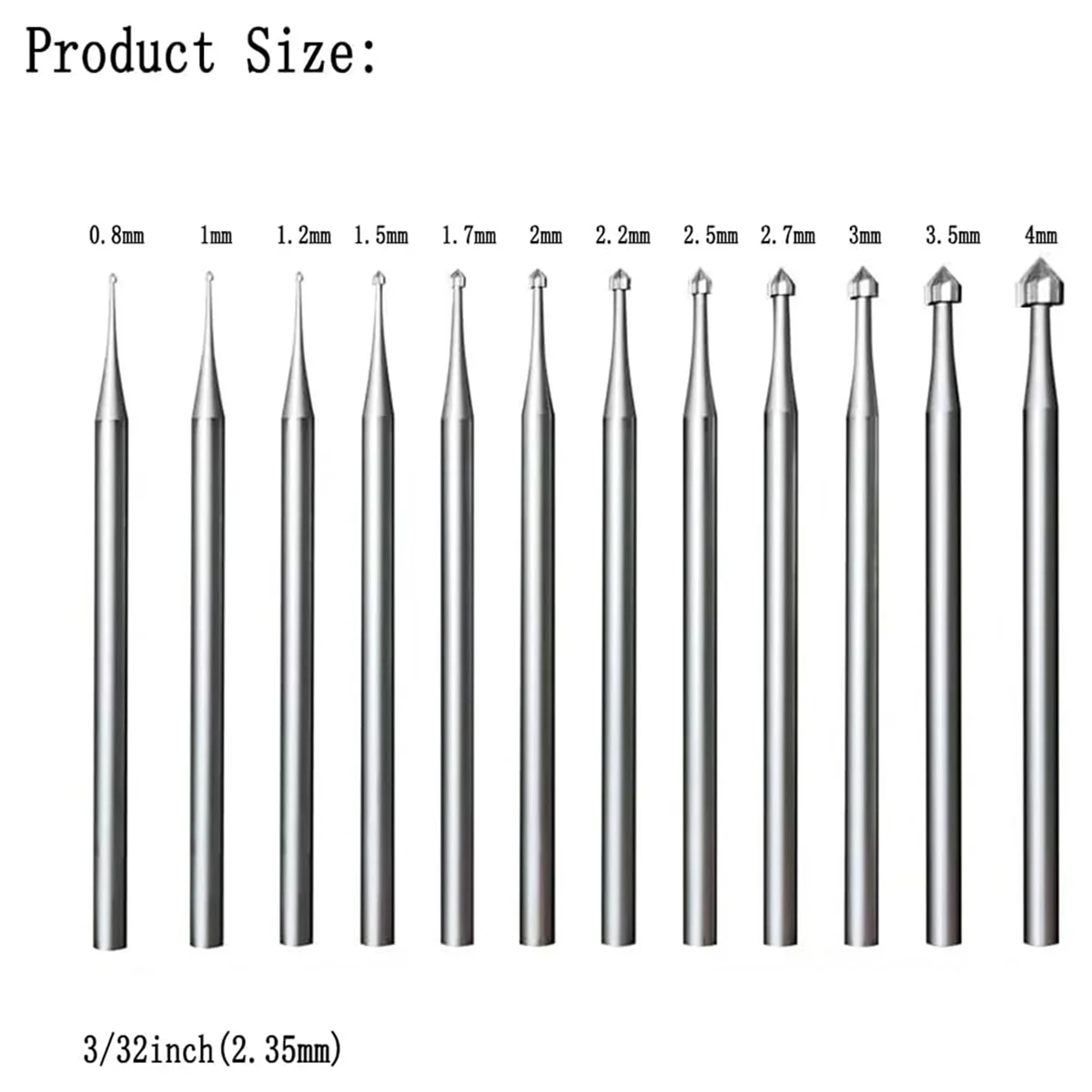 12 Pcs Cylinder-Cone Shape Carving Burr Sets, 3/32 Inch Shank Jewelry Making Stone Setting Burs for Lapidary Vogue