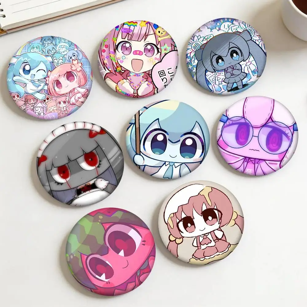 1 pièce Broches badges mignonnes et originales de style dessin animé japonais Vocaloid P-Pepoyo, épingles rondes en émail pour la décoration de sacs à dos et accessoires