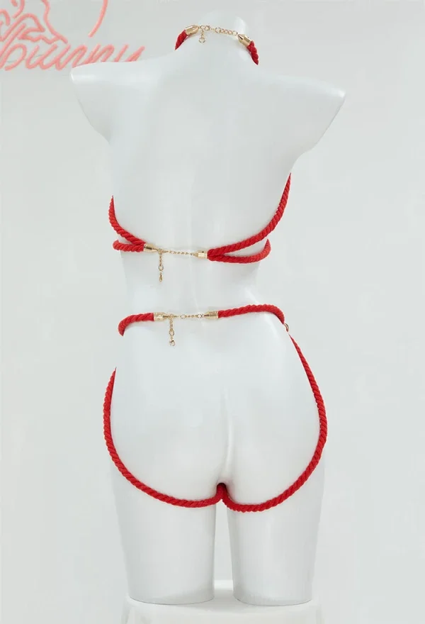 Mobbunny Women's Lingerie Accessory Red Rope Body Chain Bondage Cosplay Accessory