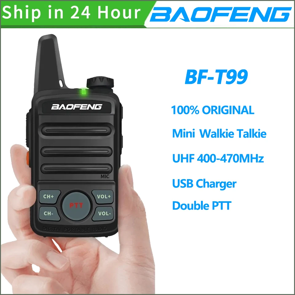 Baofeng Mini Walkie Talkie BF-T99 Dual PTT 20 Channel 1500mAh Lin-ion Battery UHF 400-470MHz Ham Amateur Radio BF T99 Intercom