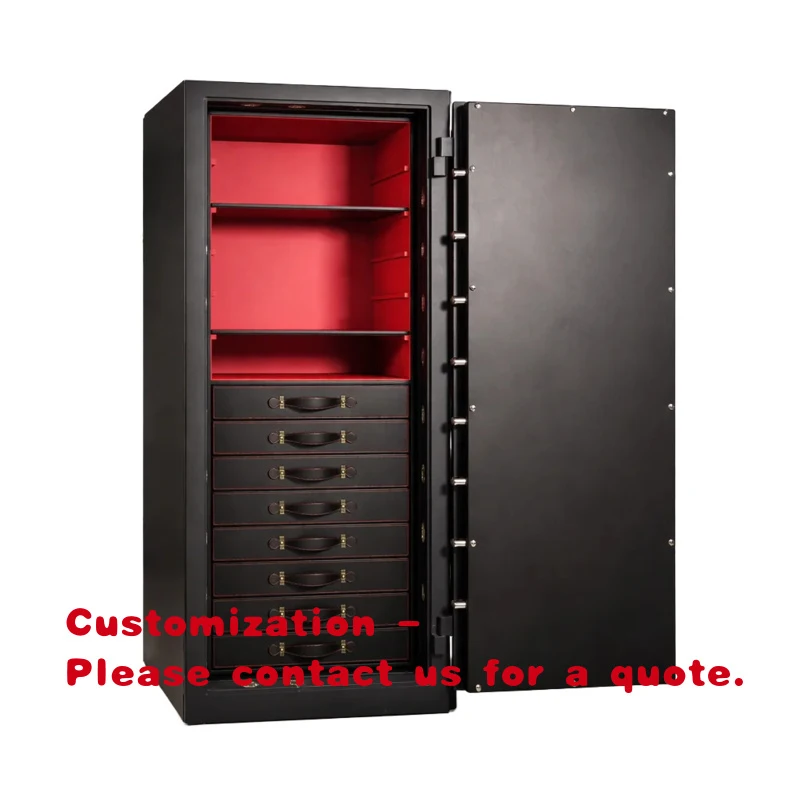 

custom.Large Watch Safe Cabinet with 8 Drawers 2 Shelves Steel Door Luxury Watch Jewelry Storage Organizer Black Red
