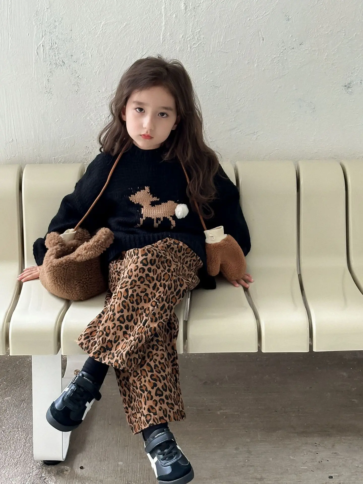 Kids Pants Girl Leopard Print Pants Autumn New Baby Cotton Straight Fashion Children Fashionable Trousers Casual 2024 Tide