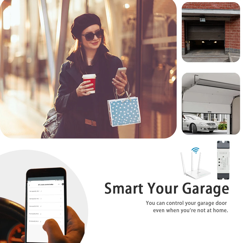 EWelink WiFi Interruttore Smart Garage Porta Apri Controller 2CH 12V 24V 110V 220V 230V WIFI RF Ricevitore Inching Autobloccante FAI DA TE