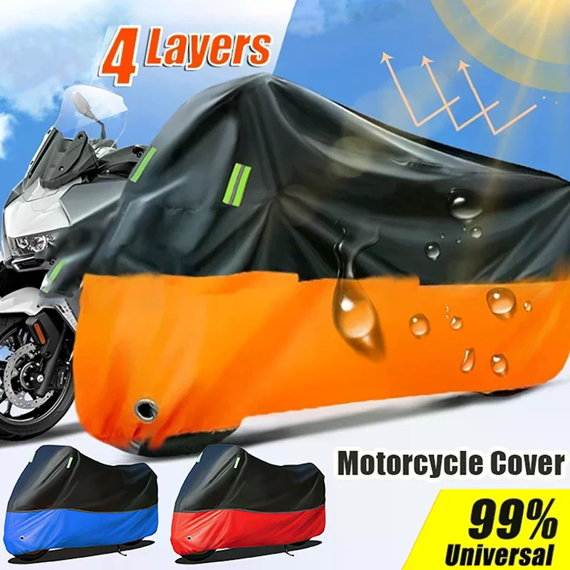 Universal COD Waterproof Motorcycle Cover 4 Layers Thickened Rainproof Sunproof With Lock Holes Outdoor Protection Motor Cover