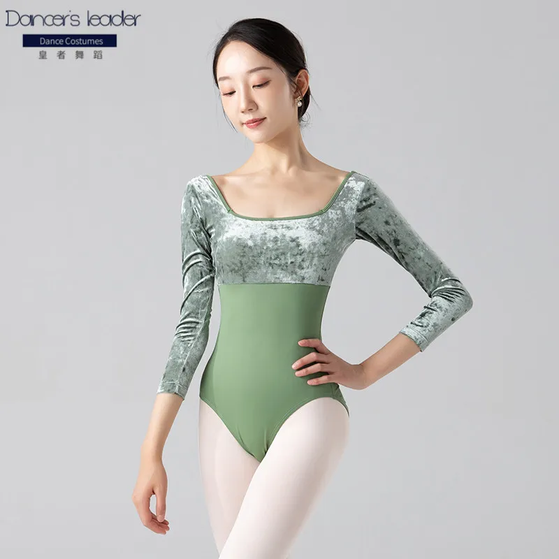 Ballet Costume Leotard for Women's Feeling Square Neck Velvet Gymnastics Leotard Tights Performance Costume Body Clothes