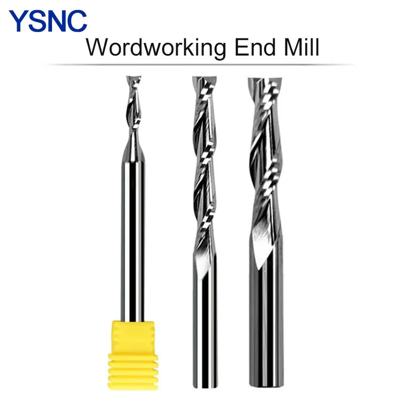 

10Pcs 3.175/4/5/6/8/10mm Spiral Cut Double Edge Wordworking End Mill for Plywood Solid Wood