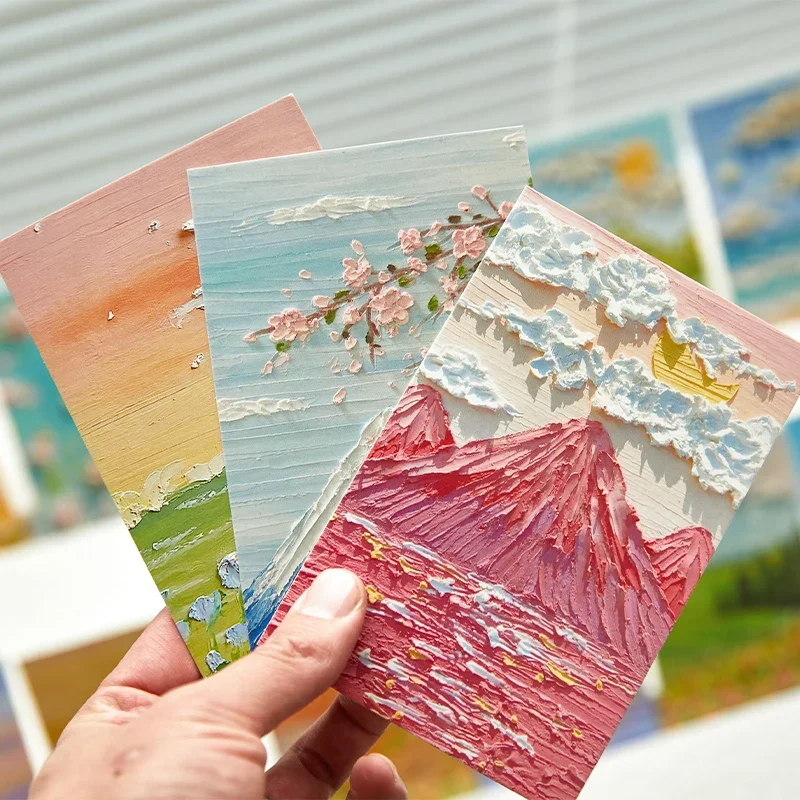 

Creative oil painting postcard illustration hand-painted style holiday cure birthday card message wall decoration card gift