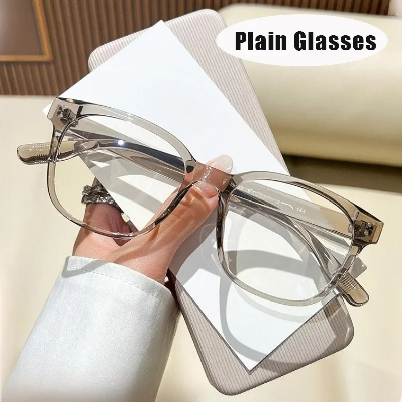 

Square Large Frame Flat Glasses Advanced Sense of Ultra-light Durable TR90 Anti-blue Light Glasses Simple Unisex Goggles