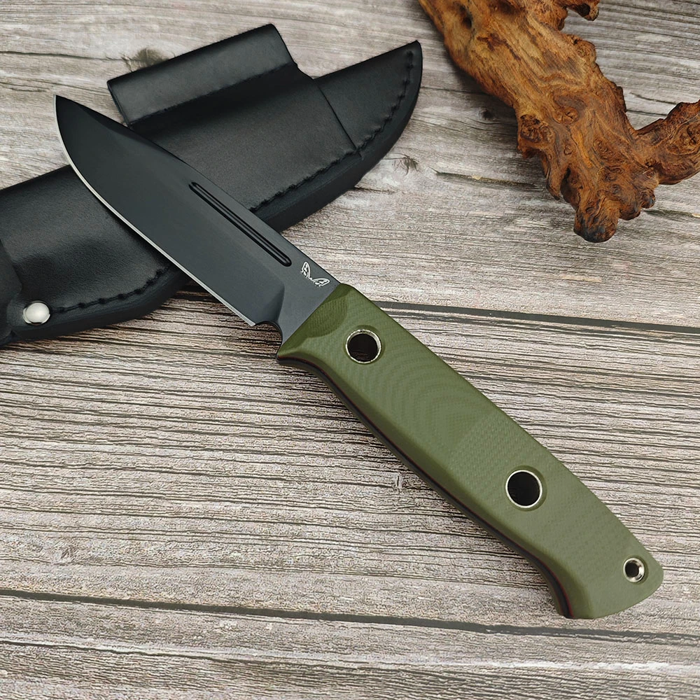 BM 163 Outdoor Tactical Fixed Blade Knife D2 Steel Blade Green G10 Handle EDC Straight Kinfe for Camping Hunting Survival