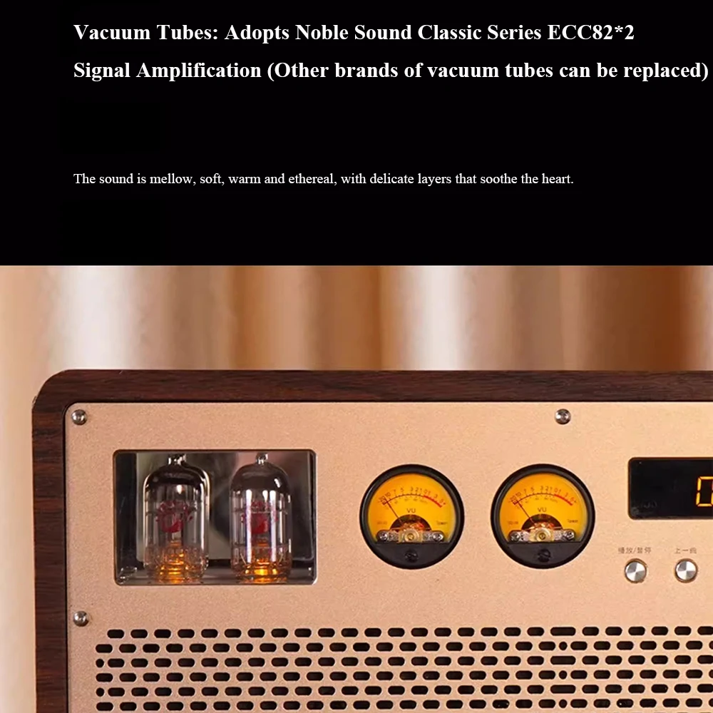 Speaker Aktif HIFI Multi-Fungsi dengan Tabung Vakum ECC82 Terintegrasi Bluetooth 5.0 Radio FM – Sistem Audio Retro Kelas Atas