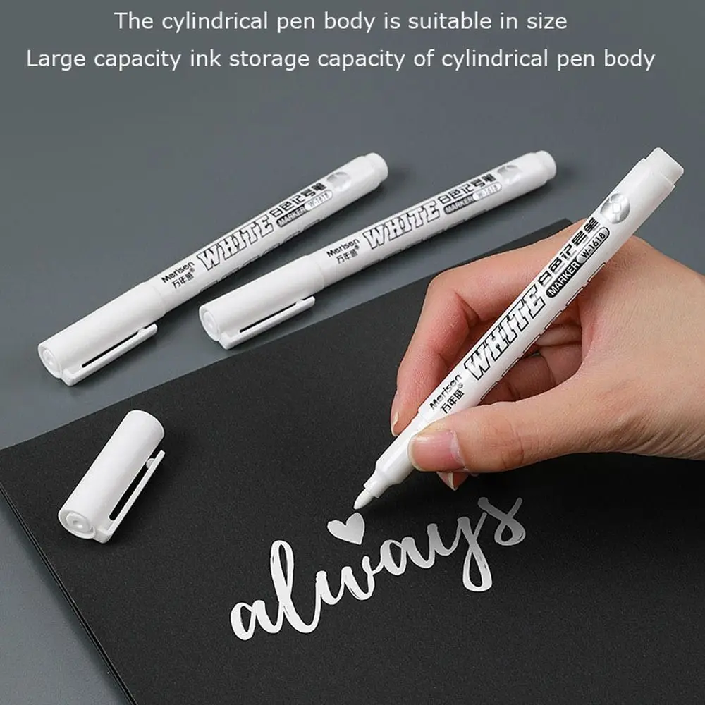 3pcs Waterproof White Permanent Paint Pen Not Easy To Fade Smooth Writing White Marker Pens Wear Resistant Quick Drying