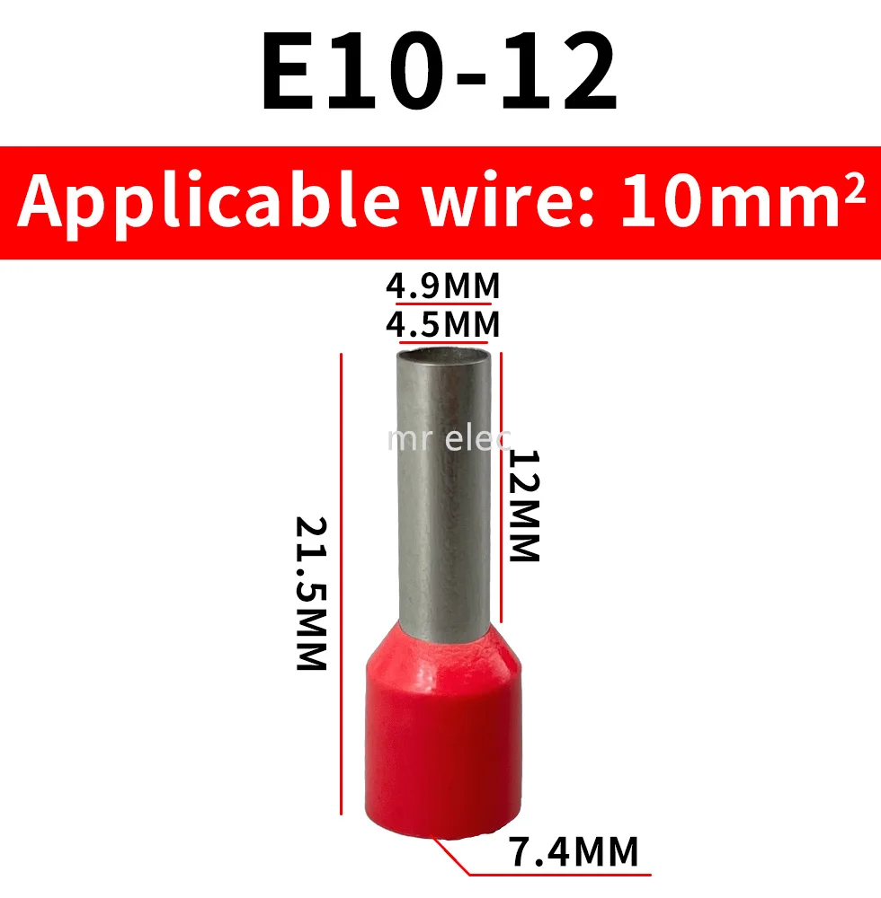 100pcs E6008 6012 E6018 6010 E10-12 e16-18 Insulated Ferrules Terminal Block Cord End Wire Connector 6.0mm2,Crimp Terminator