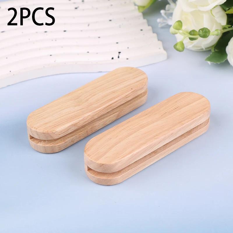 2Pc Solid Wood Grill Pan Insulated Grip Heat Resistant Portable BBQ Plate Handle For Cookware Sauce Pan Sauteing Grilling Pan