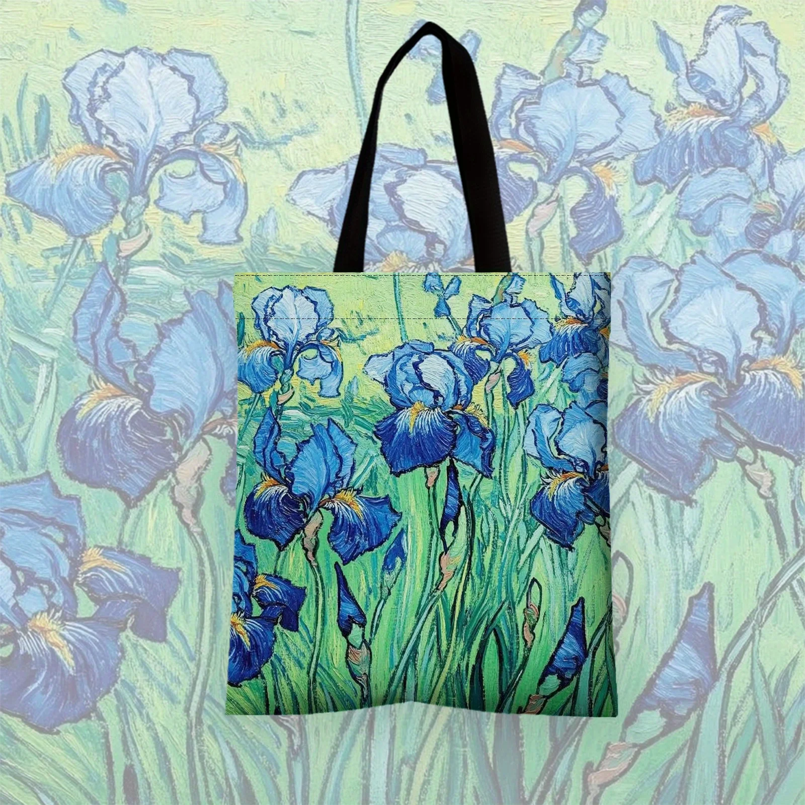 1pc Tote Bag Featuring The Beautiful Irises by Vincent Van Gogh, a Stylish And Practical Handbag for Organizing Personal Items - view 6