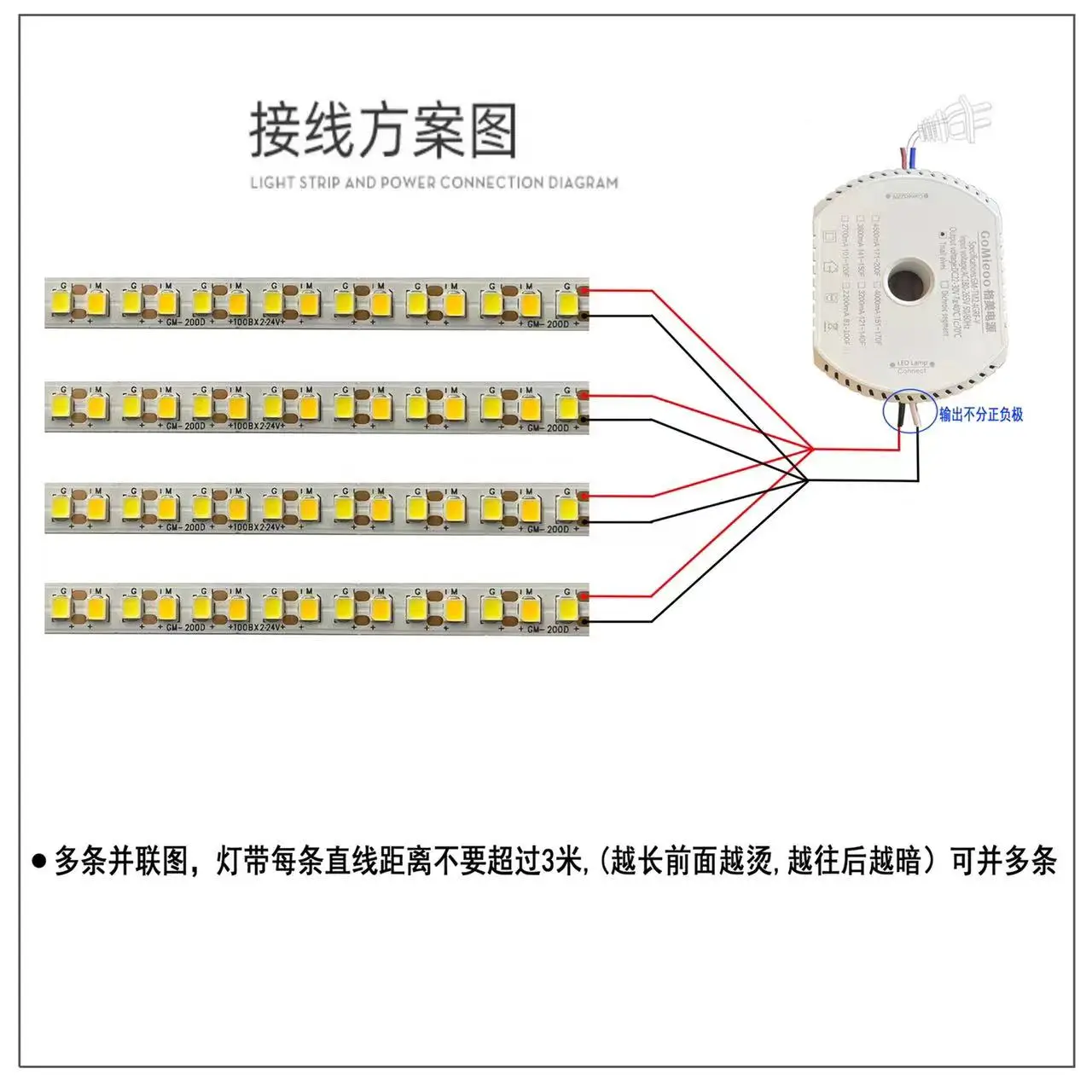 Round GM-TM2.4GRF-Y LED Intelligent Power work with 8C7Bx2 LED strip 22-30V 1200-12000mA APP&Remote adjust colors dimming