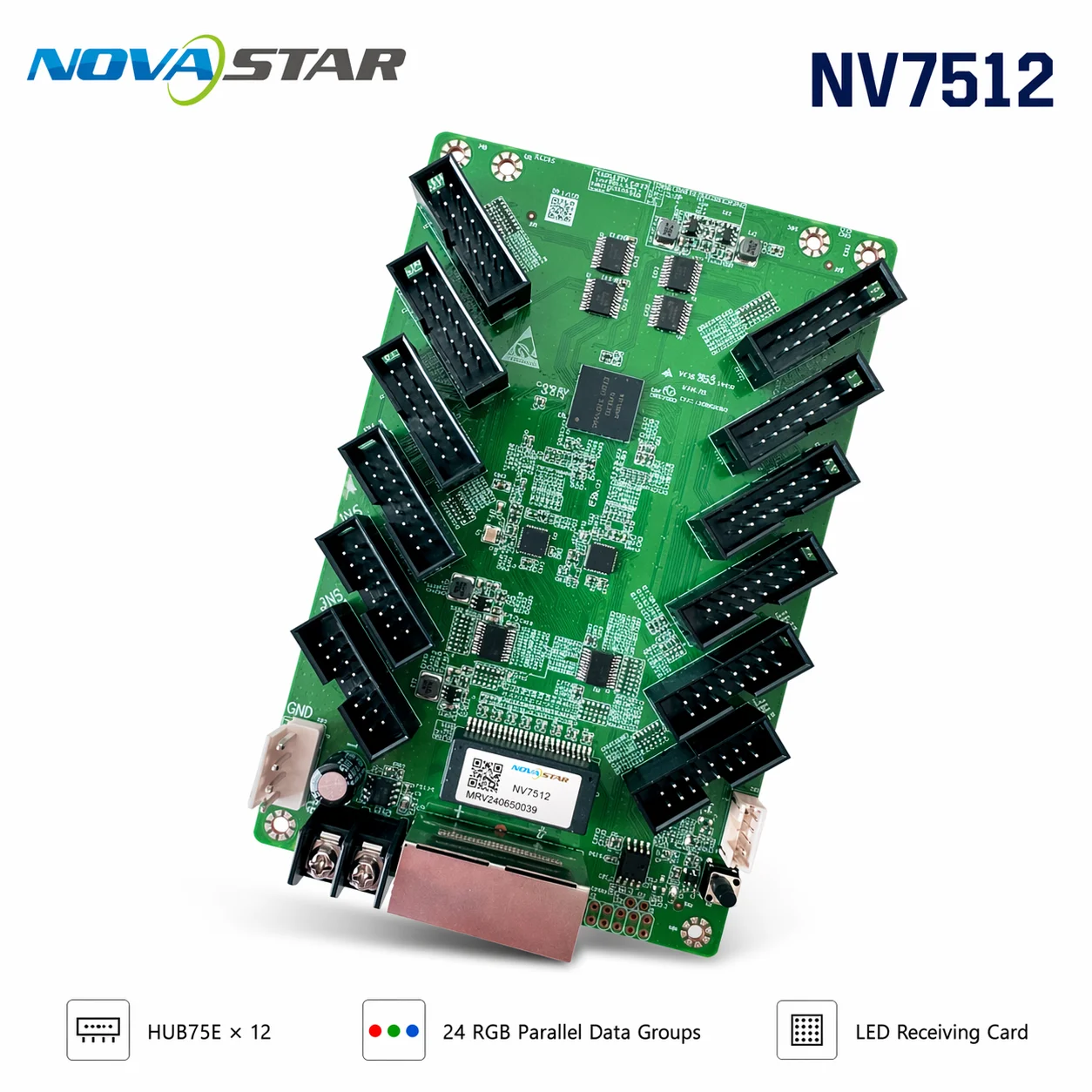 Novastar-tarjeta de recepción LED, sistema de Control de pantalla de DH7508-S, DH7512-S, sincrónico, 128x256 píxeles, 8 x interfaz HUB75E