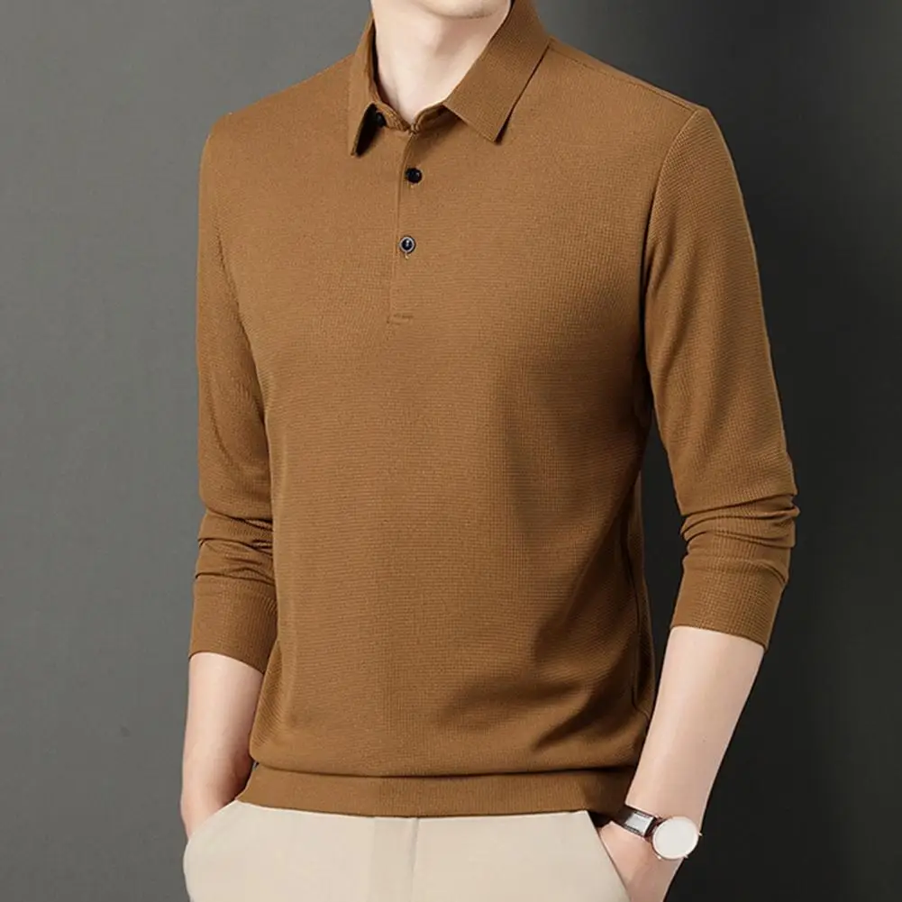 Men Solid Color Pullover Shirt Warm Men Formal Shirt Men's Formal Business Style Long Sleeve Shirt with for Fall for Warmth