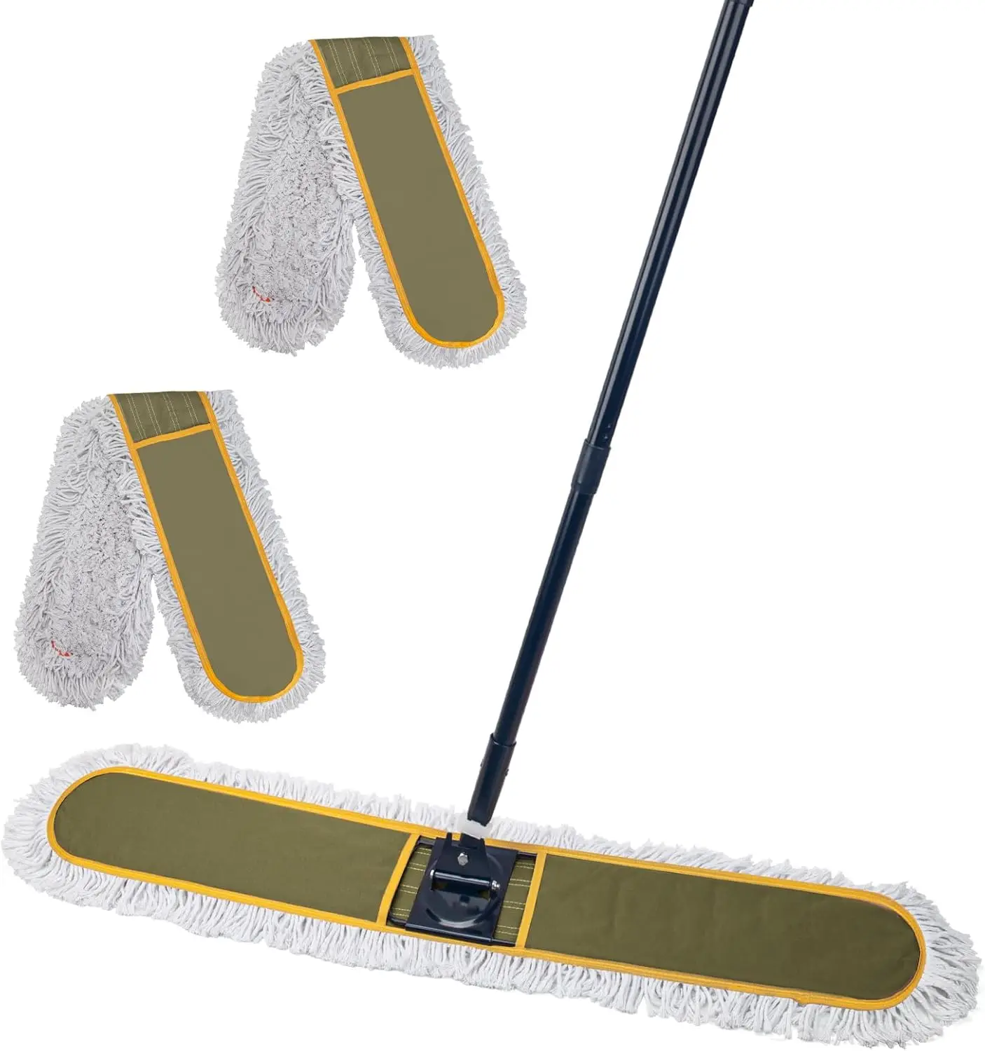 

48" Commercial Dust Mop for Floor Cleaning,Large Industrial Heavy Duty Floor Duster with 2 Replacement Mop Heads,Wet Dry Swee
