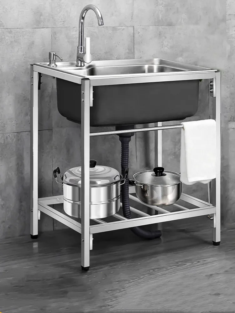 

Stainless Steel Large Single Doublewith Bracket WaterVegetable Dishbasin Shelf cocinas accesorios мойка для кухни 주방 싱크대