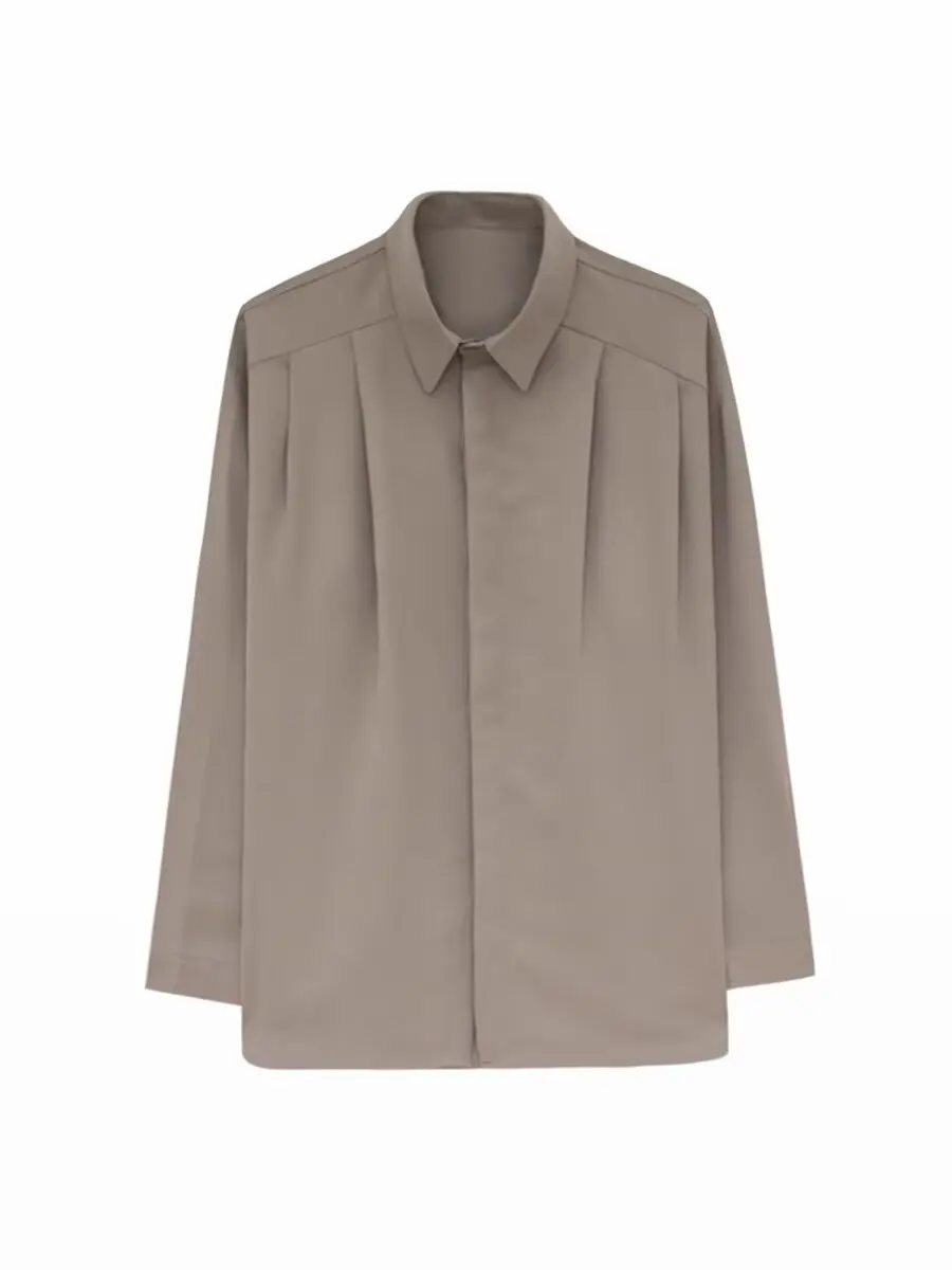 

Повседневная мужская рубашка с длинным рукавом, модная, от американского бренда, свободного кроя, однотонная, из полиэфирного волокна.