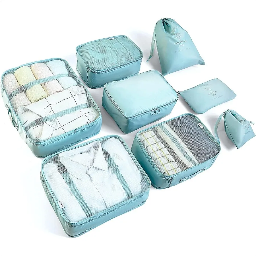 

8 Set Packing Cubes for Suitcases Travel Lage Packing OrganizersTravel entials Accories Lage Organizer with Shoe Bag Tioletry L