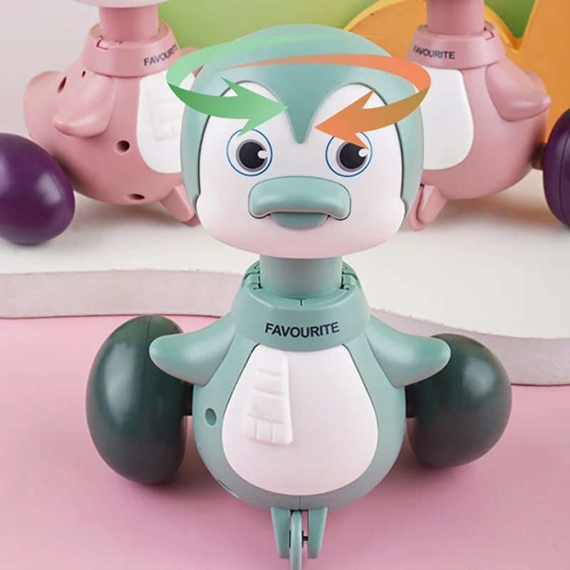 Juguete de pingüino de prensa para niños, 1 piezas, dibujos animados de regreso a inercia, Animal balancín deslizante, lindo bebé, juguetes para aprender a gatear, regalo de cumpleaños