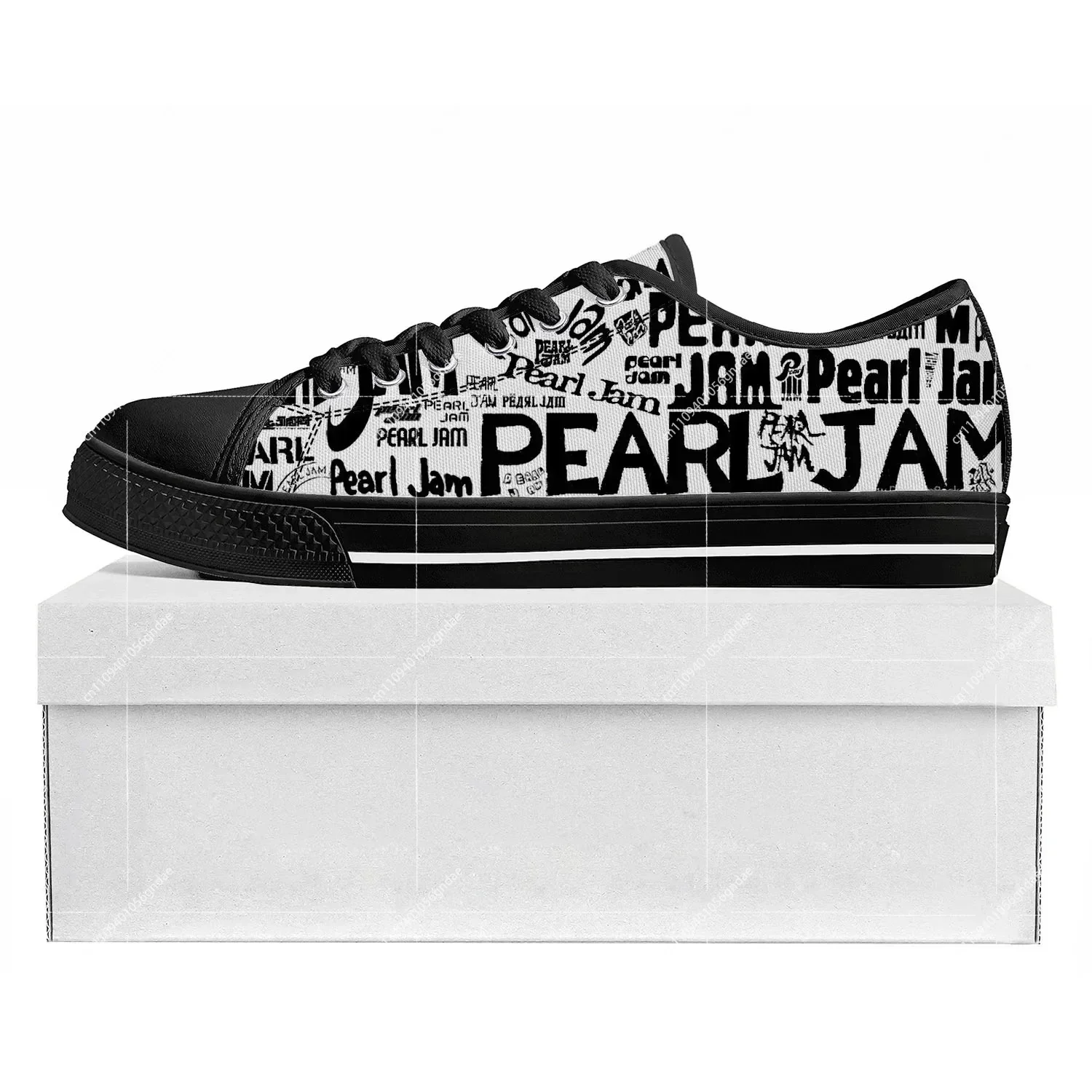 

Pearl Jam Low Top Sneakers Rock Band Mens Womens Teenager Canvas Sneaker Casual Shoes Custom Made Couple Shoe Grey