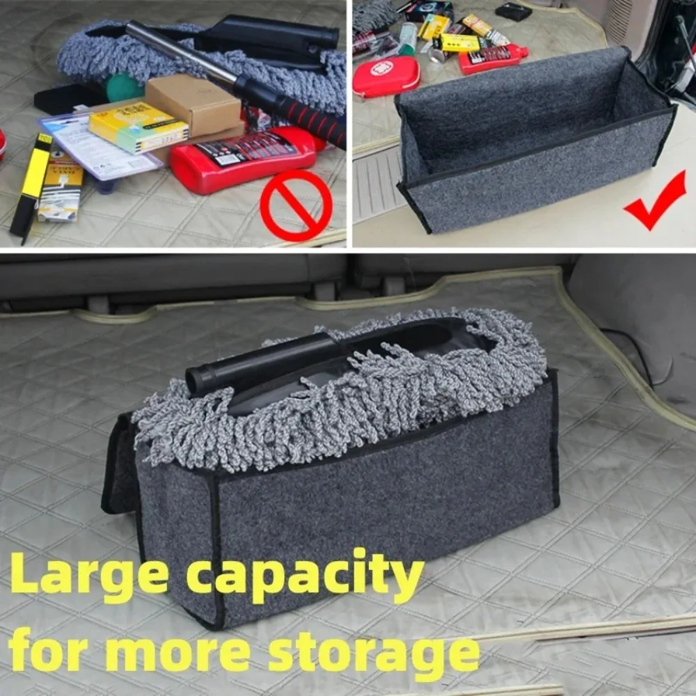 Soft felt car storage box with multiple compartments suit for trunk organization and travel gear hold