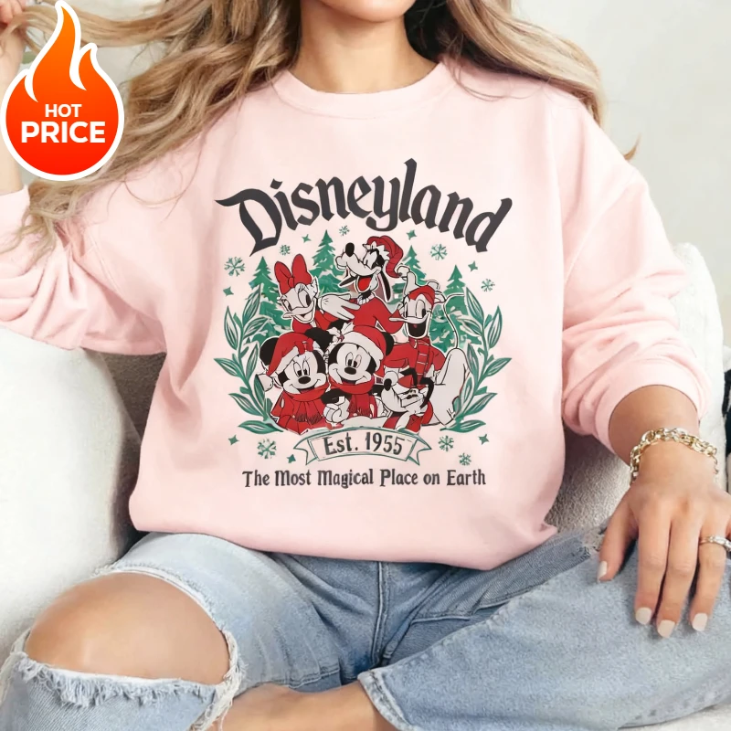 

Vintage Christmas Disney New Mickey Mouse Crew Neck Sweater Vintage Boy Girl Family Oversized Men Women Loose Long Sleeve Hoodie