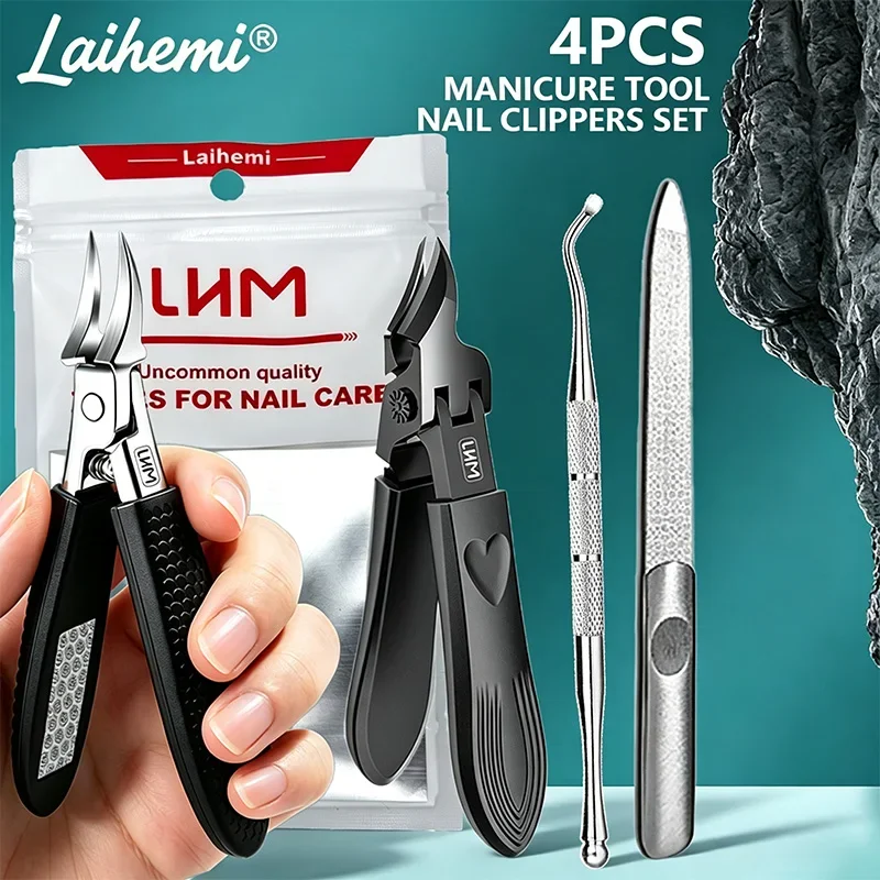 LAIHEMI 4Pcs Manicure Grooming Kit, Sharp Nail Clippers, Precision Cut Thick Hard Nails, Elderly Home Nail Care Tools