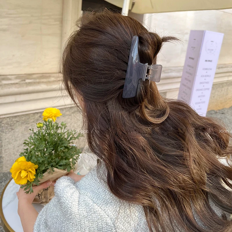 Pinzas para el pelo de acrílico para mujer, pasadores de Garra Para el pelo con diseño triangular oblicuo, de Color gelatina transparente, 11,5 cm