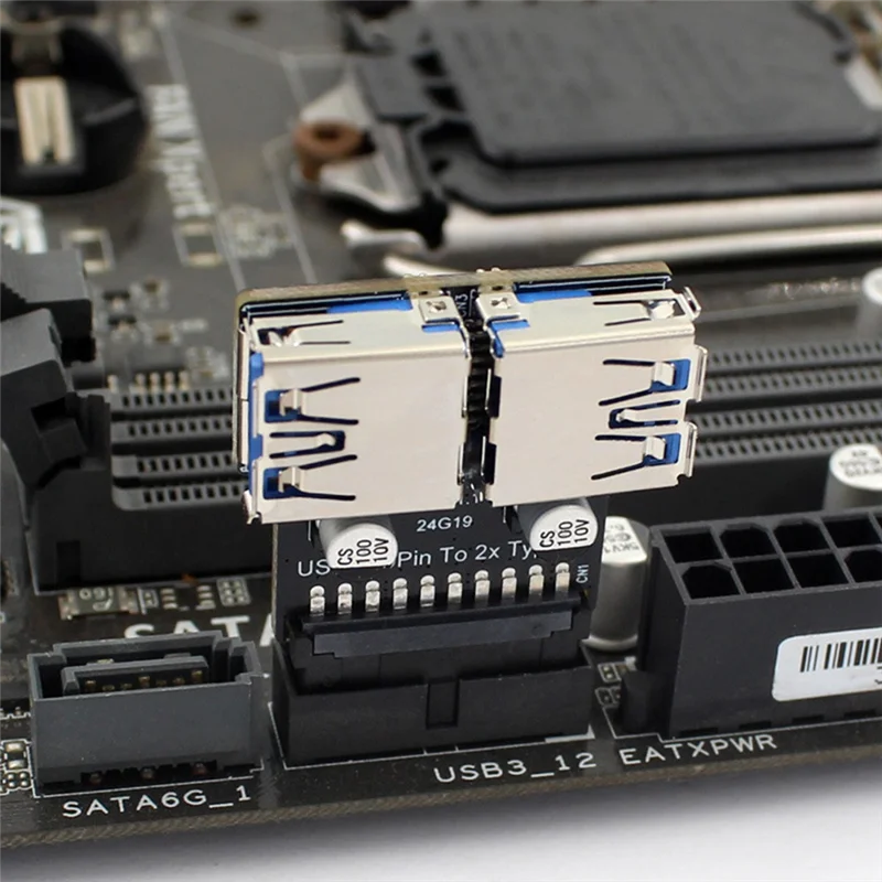 -MEOF 19-контактный адаптер на двойной USB3.0/3.1 19P/20P на двойной тип A, гнездовой преобразователь переднего разъема, адаптер USB 3.0, вставной разъем
