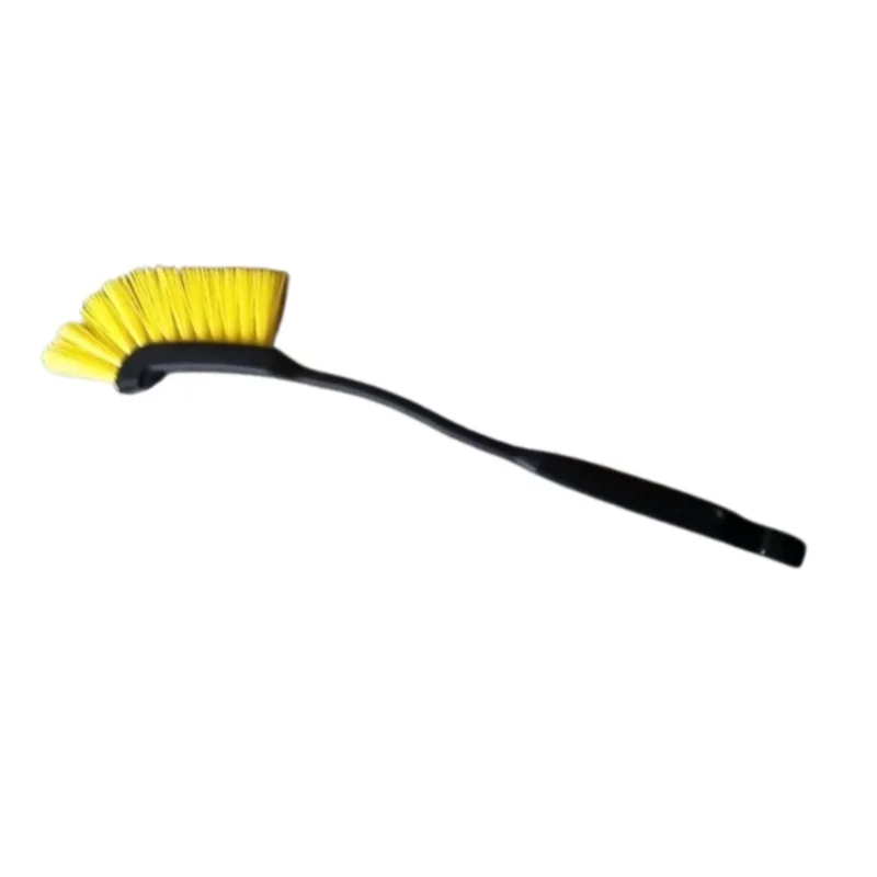 1pc Car Wheel Rim Wash Brush Universal Long-Handled Car Tire Brush Knife Yellow Shaped Auto Hub Dust Removal Cleaning Kit
