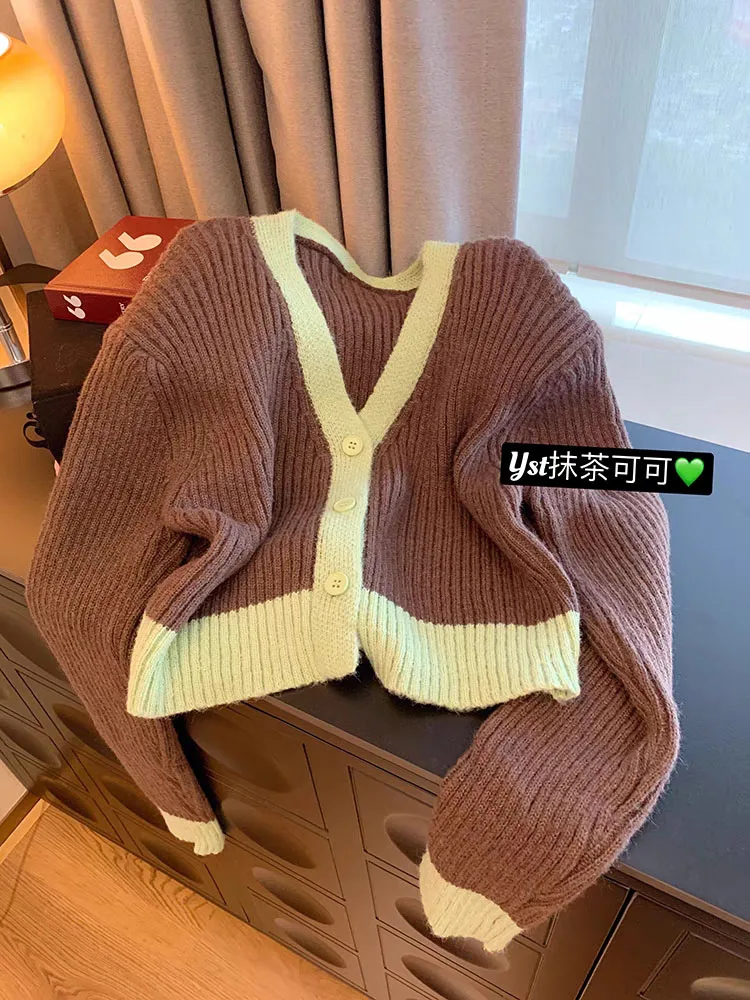 

American Vintage Knitwear Sweater Single Breasted Autumn Winter Classical Cardigan Office Lady Loose Chic Sweater Streetwear Y2k