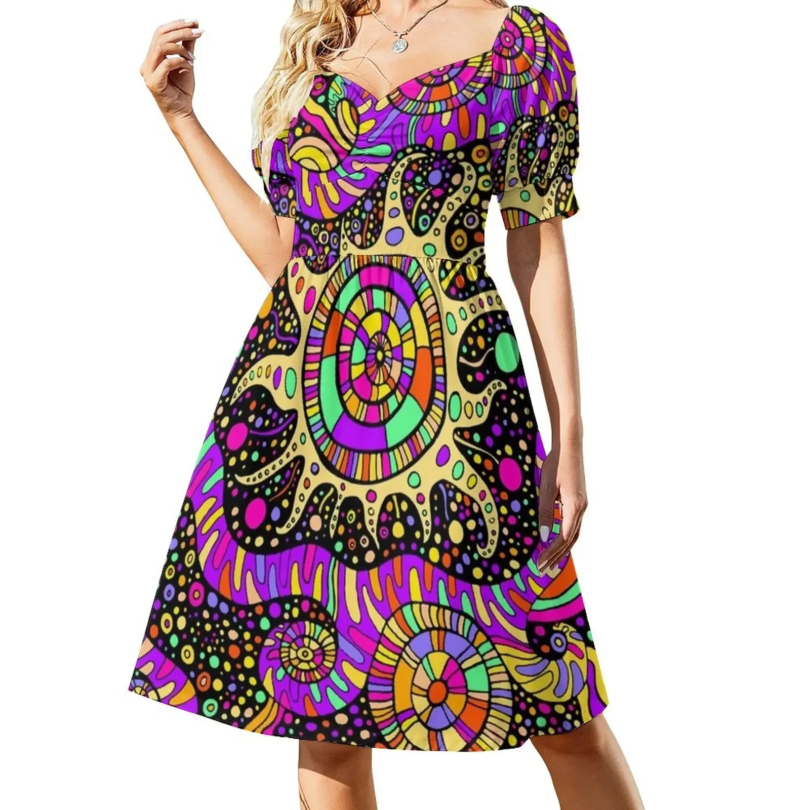 

Trippy UV Rave Tentacles Black Light Trip Sleeveless Dress dress women summer Woman fashion clothes Dress