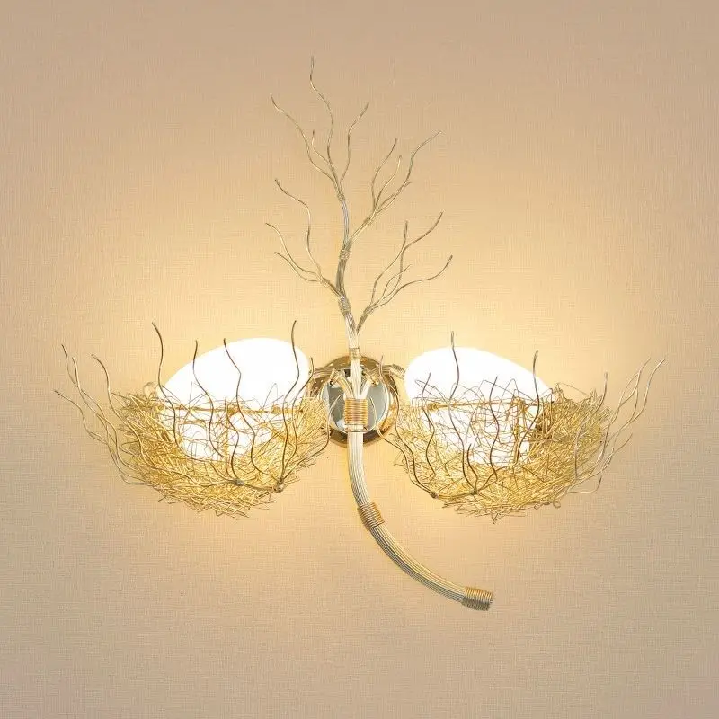 Warm Cozy Bedroom Bedside Nest Creative Unique LED Corridor Stairs Wall Light Living Room Double Head Sconce Home Decor Lights