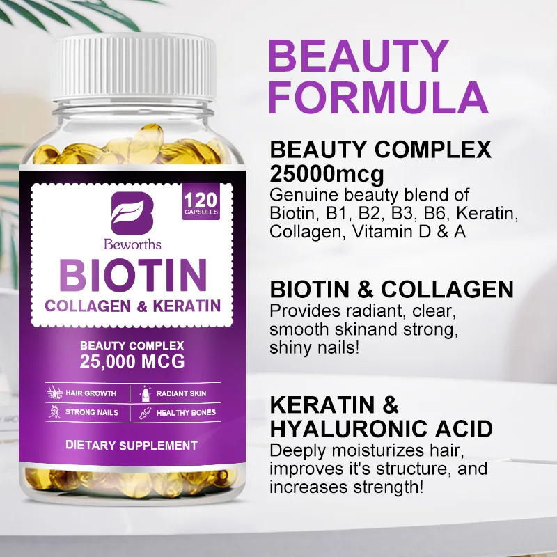 BW Biotin & Collagen Supplement with Keratin For Healthy Nails & Skin Hair Growth Supplement for Women &Men Multivitamin capsule