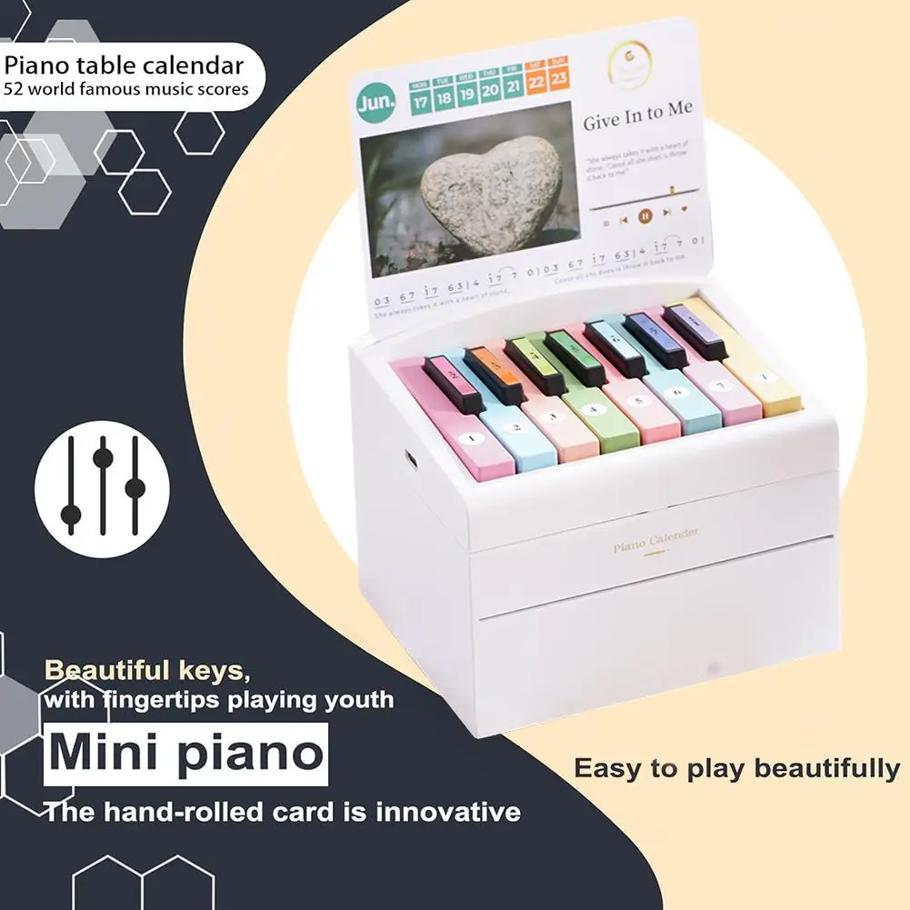 Mini Piano Calendar Playable Desk Calendar Desktop Piano Birthday Sheet Gift Ornament Music with Peripheral P8H6