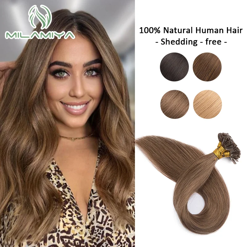 U ponta extensões de cabelo humano reto 1.2cm queratina extensão do cabelo natural prego ligação cápsula remy cabelo 1g/strand 12-26 polegada