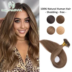 U Tip Hair Extensions Straight Human Hair 1.2cm Keratin Natural Hair Extension Nail Bond Capsule Remy Hair 1g/Strand 12-26inch