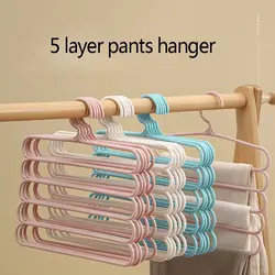 5 Layers Trousers Hangers Household Multi-layer Thickened Clothes Storage Holders Multifunctional Pants Towel Scarfs Racks