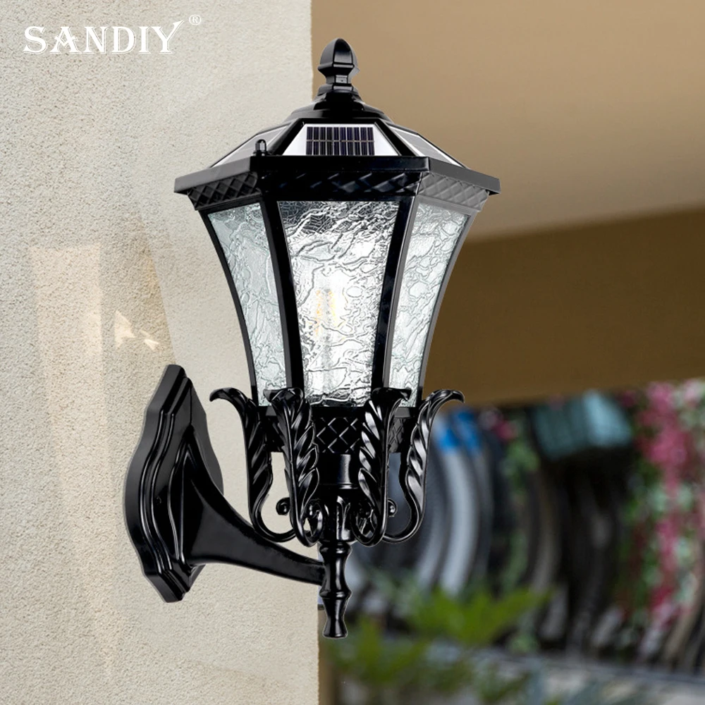 

American Solar Outdoor Wall Lights Aisle Balcony Villa Vintage Gate Entrance Fence Lights Wall Lights No Wiring