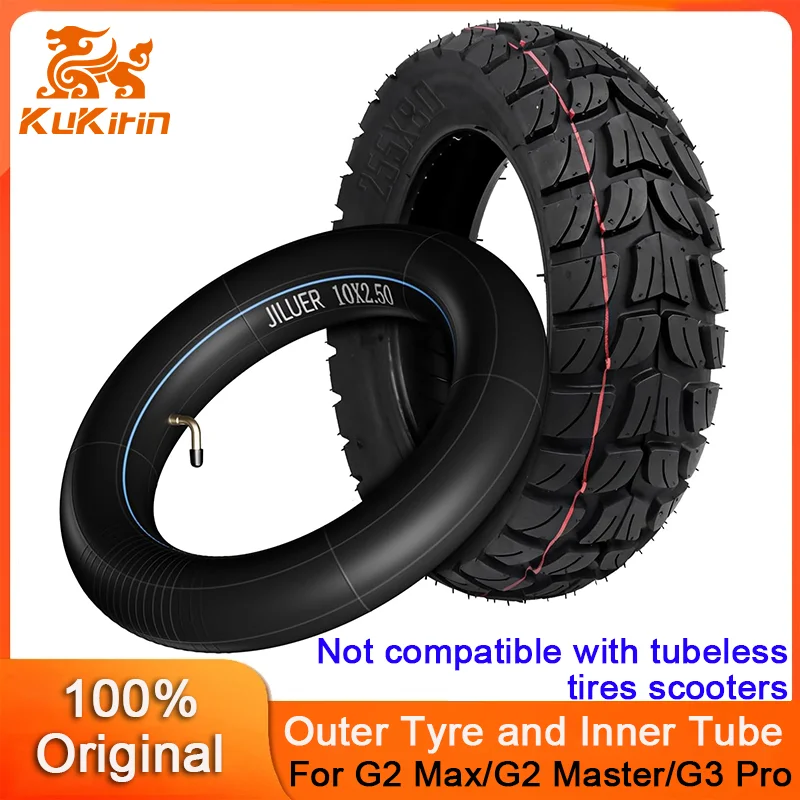 Pneu extérieur d'origine 255x80 pour KuKirin G2 Max/G2 Master/G3 Pro Kickscooter 80/65-6 10 × 2.5 chambre à air pneu gonflable tout-terrain