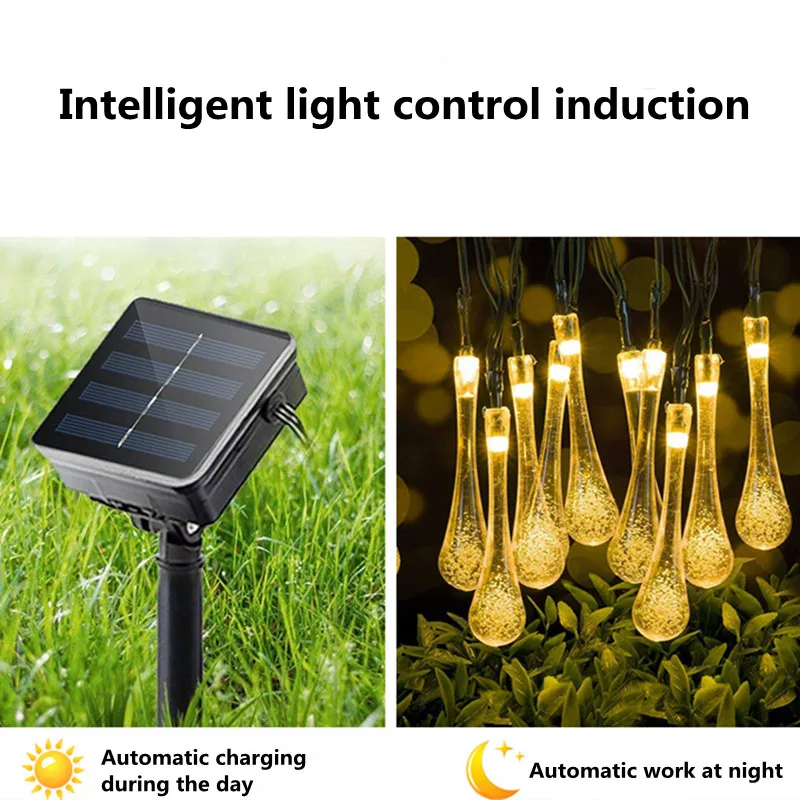 6m 30led lâmpada solar gota luzes da corda ao ar livre à prova dwaterproof água guirlanda de natal jardim luz gramado pátio lâmpada solar decoração